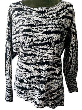 ✨Like New✨ Express Assymetrical Black and White Striped Sweater, Size XS